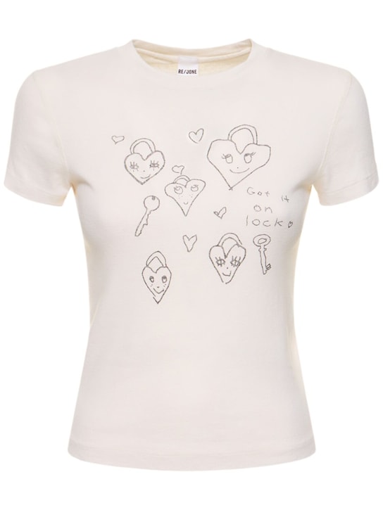 RE/DONE: Baumwoll-T-Shirt mit Druck - women_0 | Luisa Via Roma