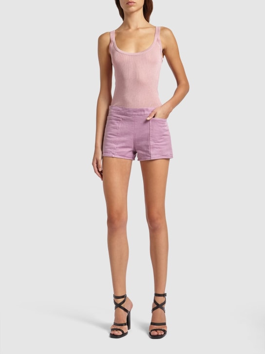 Max Mara: Alibi midrise cotton drill shorts - Pink - women_1 | Luisa Via Roma