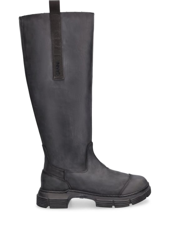 GANNI: 45mm Tall rubber rain boots - Siyah - women_0 | Luisa Via Roma