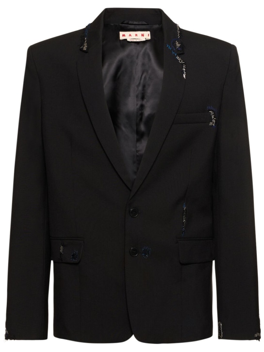 Marni: Embroidered wool boxy blazer - Black - men_0 | Luisa Via Roma