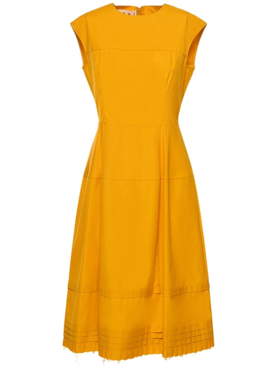 Marni: Cotton poplin pleated midi dress - Orange - women_0 | Luisa Via Roma