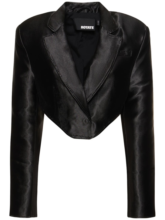 Rotate: Embellished viscose blend crop blazer - Black - women_0 | Luisa Via Roma
