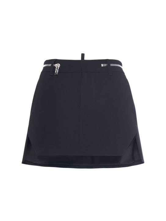 Dsquared2: Crepe cady mini skirt - Black - women_0 | Luisa Via Roma