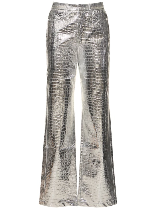 Rotate: Textured metallic viscose pants - Gümüş - women_0 | Luisa Via Roma