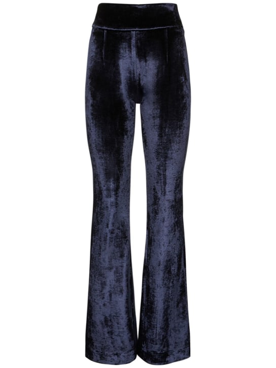 Galvan: Pantalon taille haute en velours - Bleu Foncé - women_0 | Luisa Via Roma