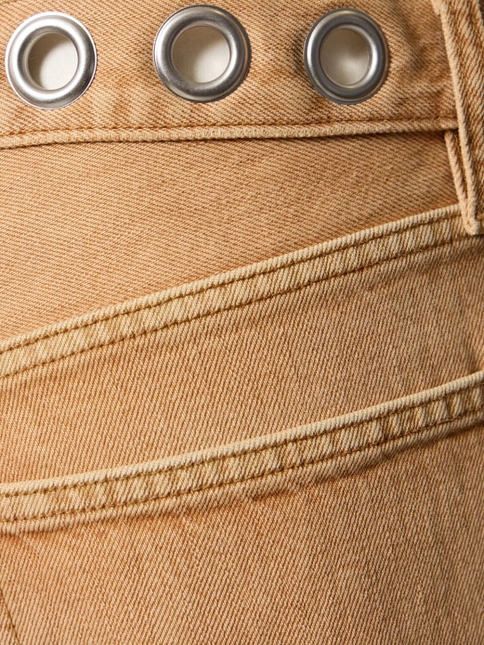 RE/DONE: Jeans dritti in denim con occhielli in metallo - Beige - women_4 | Luisa Via Roma