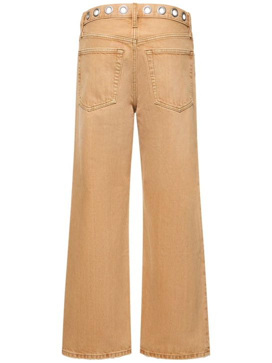RE/DONE: Jeans dritti in denim con occhielli in metallo - Beige - women_3 | Luisa Via Roma
