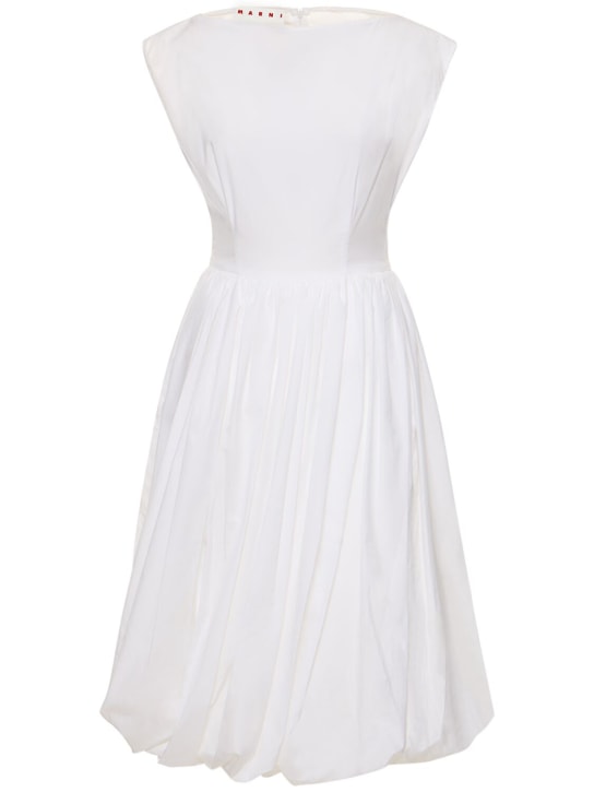 Marni: Cotton poplin sleeveless midi dress - Beyaz - women_0 | Luisa Via Roma