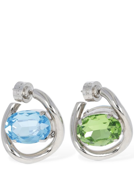 Marni: Crystal stone hoop earrings - Blue/Green - women_0 | Luisa Via Roma