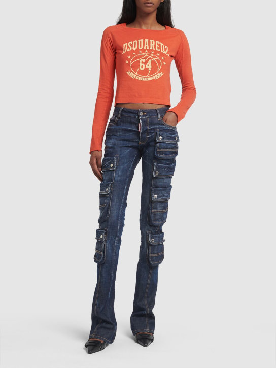 Dsquared2: Low-rise straight denim cargo jeans - Navy - women_1 | Luisa Via Roma