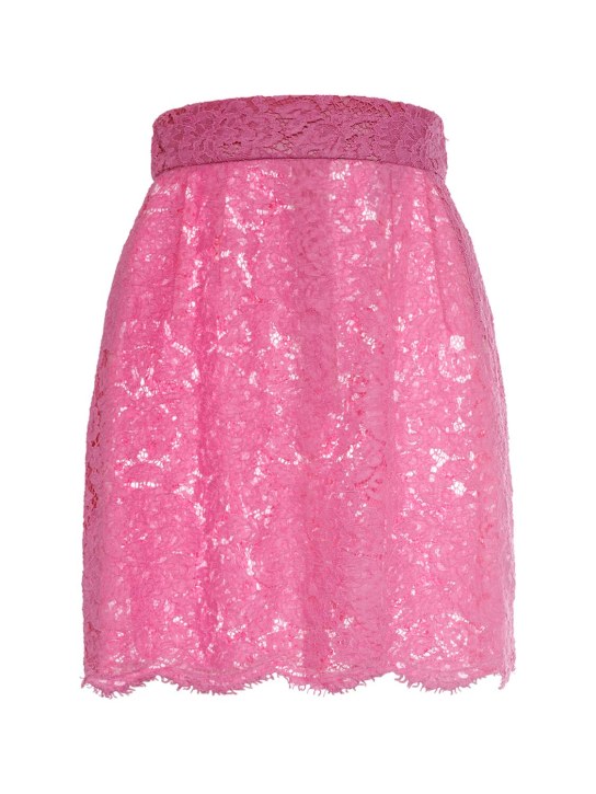 Dolce&Gabbana: Floral & DG stretch lace mini skirt - Fuşya - women_0 | Luisa Via Roma