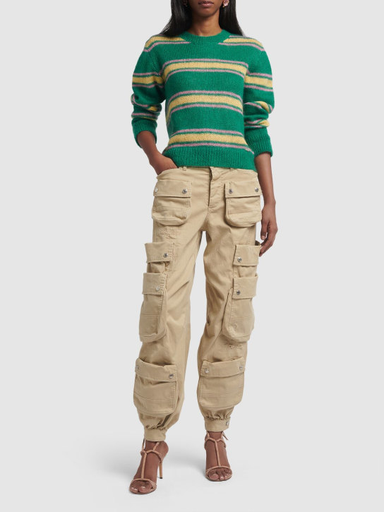 Dsquared2: Pantalon cargo en drill de coton taille mi-haute - Beige - women_1 | Luisa Via Roma