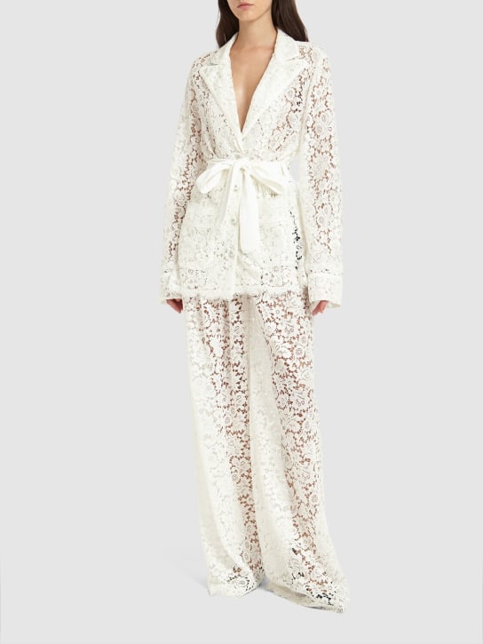 Dolce&Gabbana: Lace wide pants - Beyaz - women_1 | Luisa Via Roma