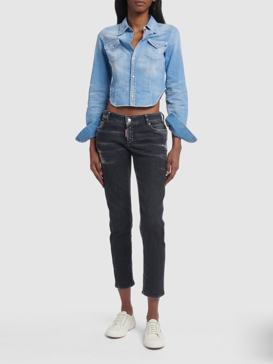 Dsquared2: Jennifer low-rise denim skinny jeans - Black - women_1 | Luisa Via Roma