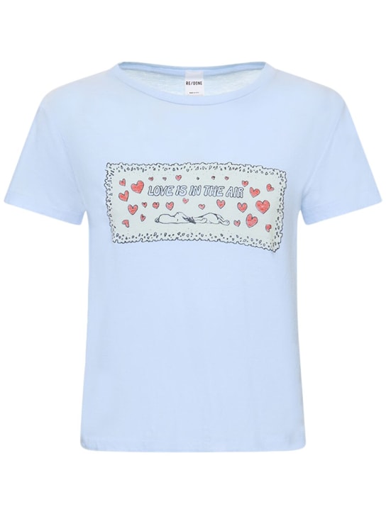 RE/DONE: Classic Snoopy Love cotton t-shirt - Blue - women_0 | Luisa Via Roma