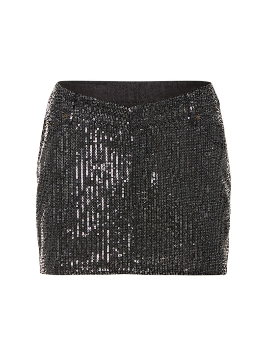 Rotate: Sequined twill mini skirt - Black - women_0 | Luisa Via Roma