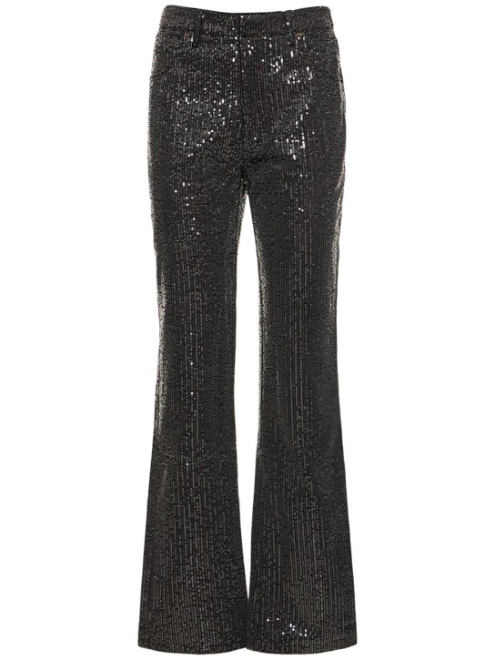 Rotate: Pantalones de sarga con lentejuelas - Negro - women_0 | Luisa Via Roma