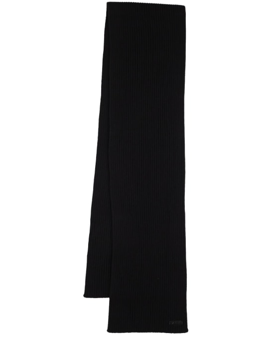Brioni: 羊绒围巾 - 黑色 - men_0 | Luisa Via Roma