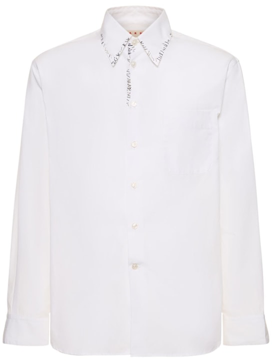 Marni: Hemd aus Bio-Baumwollpopeline mit Stickarbeit - Weiß - men_0 | Luisa Via Roma