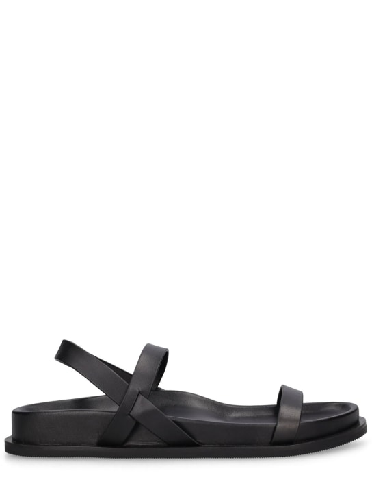 St. Agni: 30mm Mio leather flat sandals - Black - women_0 | Luisa Via Roma