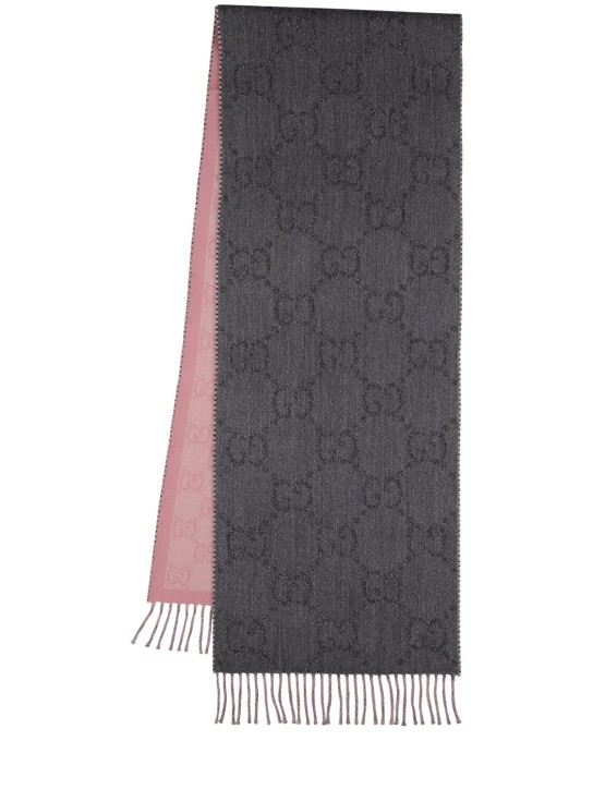 Gucci: GG wool blend jacquard scarf - Graphite - women_0 | Luisa Via Roma