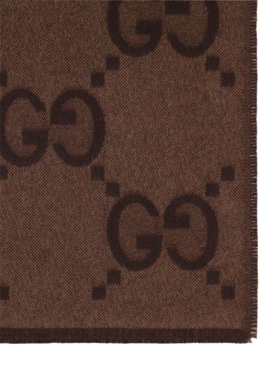 Gucci: Couverture en coton jacquard GG - Beige - kids-boys_1 | Luisa Via Roma
