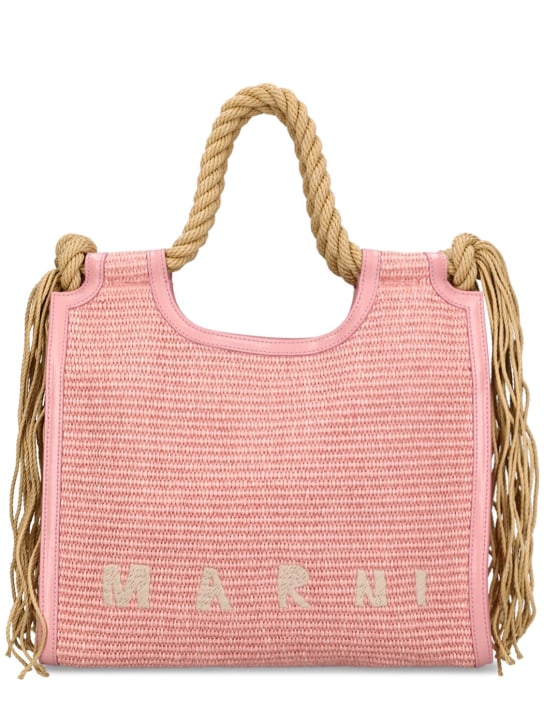 Marni: Borsa shopping Marcel in misto cotone intrecciato - Rosa Chiaro - women_0 | Luisa Via Roma