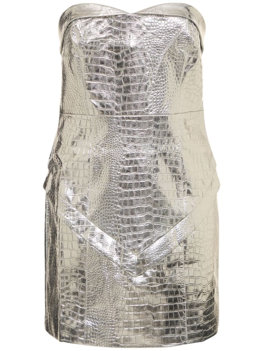 Rotate: Hemly embossed strapless mini dress - Gümüş - women_0 | Luisa Via Roma