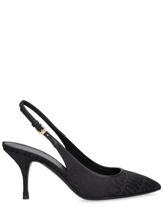 Moschino: 75毫米logo提花高跟鞋 - 黑色 - women_0 | Luisa Via Roma