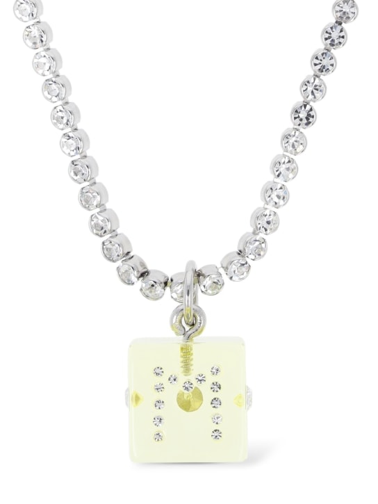 Marni: Resin collar necklace w/ dice & crystal - Silver/Yellow - women_0 | Luisa Via Roma