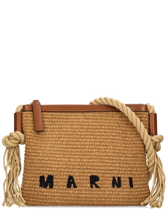 Marni: Marcel raffia effect zip crossbody bag - women_0 | Luisa Via Roma