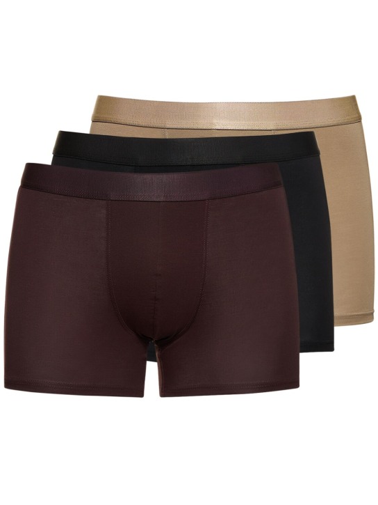 CDLP: 莱赛尔纤维混纺平角内裤3件套装 - Black/Brown/Gold - men_0 | Luisa Via Roma