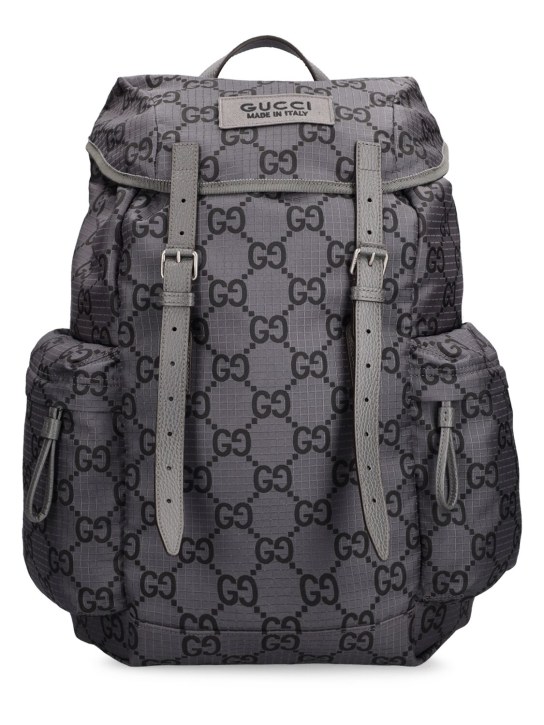 Gucci: GG ripstop nylon backpack - Grey/Black - men_0 | Luisa Via Roma