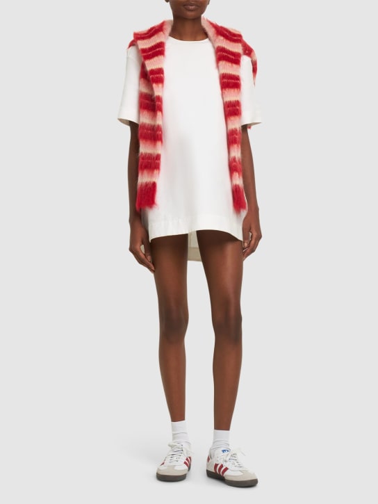 Marni: Robe courte en cady de coton à manches courtes - Blanc - women_1 | Luisa Via Roma
