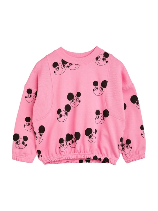 Mini Rodini: RitzRats print organic cotton sweatshirt - Dark Pink - kids-girls_0 | Luisa Via Roma