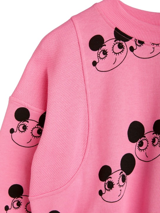 Mini Rodini: RitzRats print organic cotton sweatshirt - Dark Pink - kids-girls_1 | Luisa Via Roma