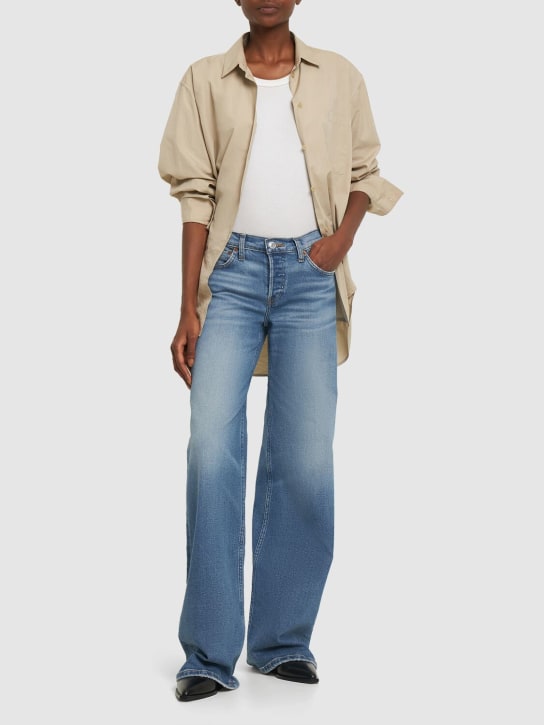 RE/DONE: Midrise cotton blend wide jeans - Mavi - women_1 | Luisa Via Roma