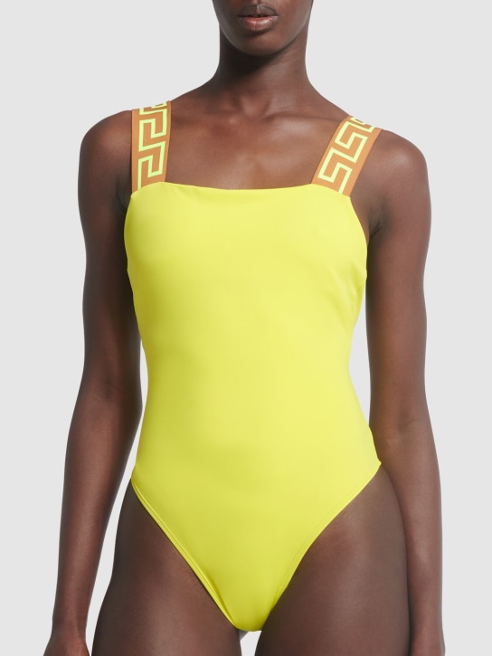 Versace: Greca Lycra one-piece swimsuit - Yellow - women_1 | Luisa Via Roma