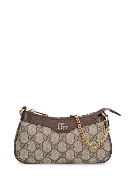 Gucci: Mini Ophidia GG canvas shoulder bag - Ebony - women_0 | Luisa Via Roma