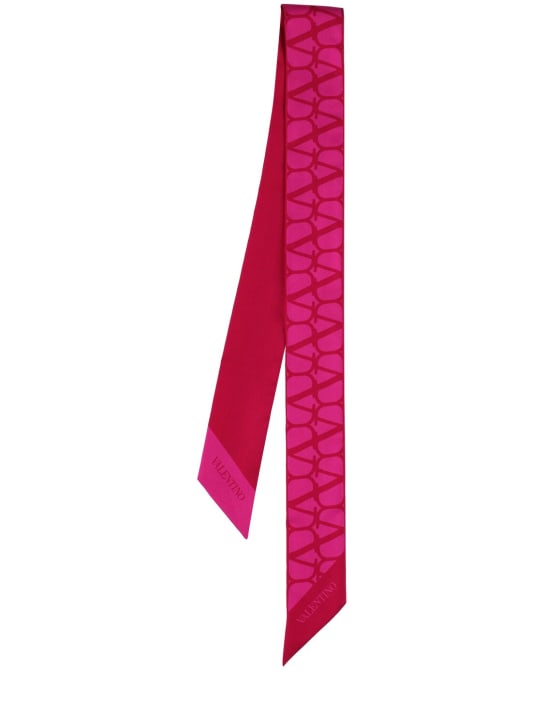 Valentino Garavani: V Logo silk twill scarf - Pink/Multi - women_0 | Luisa Via Roma