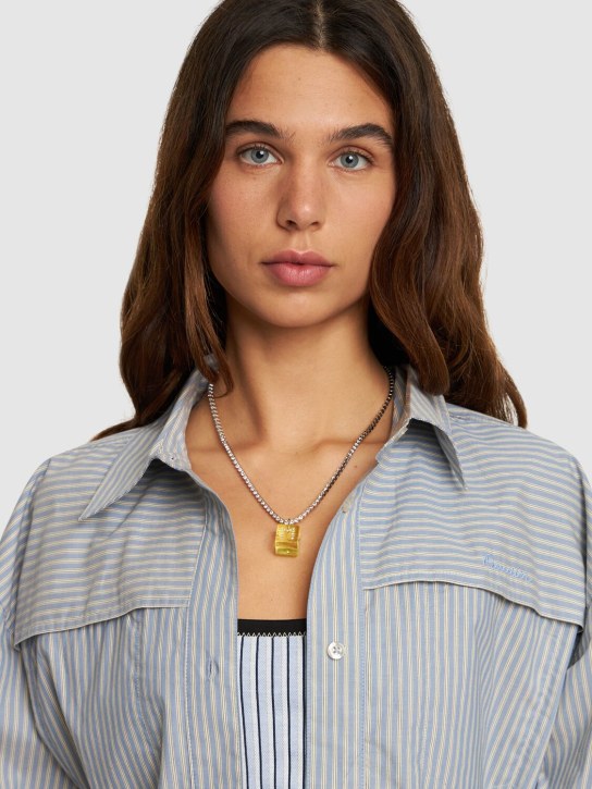 Marni: Halskette aus Kunstharz mit Würfeln und Kristallen - Silber/Gelb - women_1 | Luisa Via Roma
