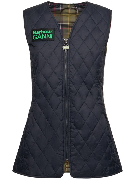 BARBOUR: Barbour x Ganni quilted Betty liner vest - Navy/Multi - women_0 | Luisa Via Roma