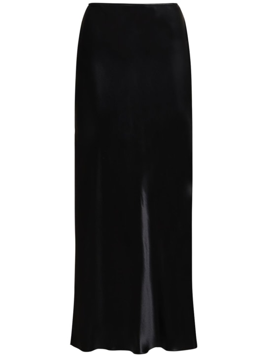 Ferragamo: 科技织物绸缎长款半身裙 - 黑色 - women_0 | Luisa Via Roma