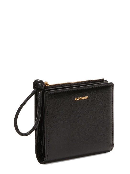 Jil Sander: Mini embossed leather wallet - Black - women_1 | Luisa Via Roma
