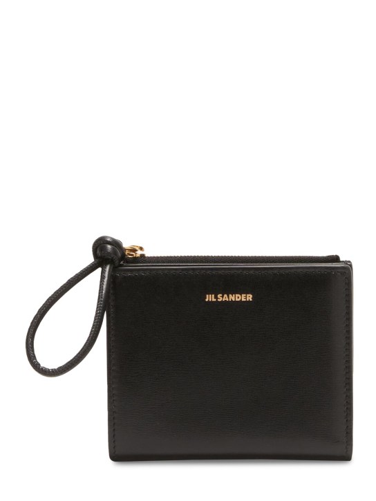 Jil Sander: Mini embossed leather wallet - Siyah - women_0 | Luisa Via Roma