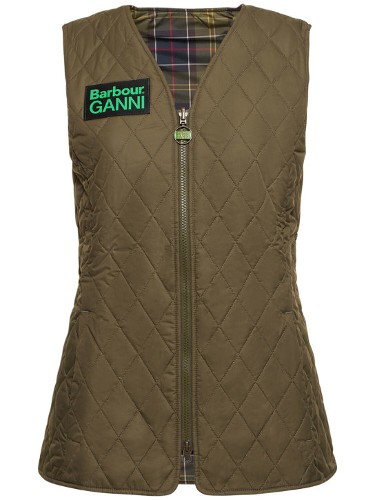 BARBOUR: Barbour x Ganni quilted Betty liner vest - Green/Multi - women_0 | Luisa Via Roma