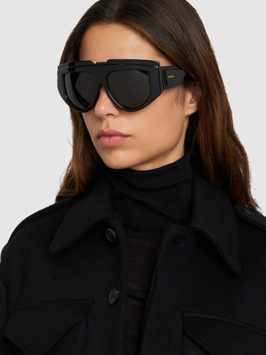 Max Mara: Orsola mask acetate sunglasses - Black/Smoke - women_1 | Luisa Via Roma