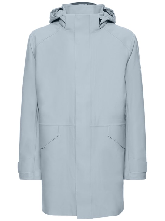 Alphatauri: Koov hooded long casual jacket - Stone Blue - men_0 | Luisa Via Roma