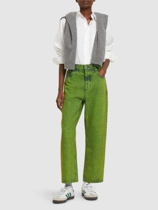 Marni: Jeans cropped de algodón de denim - Verde - women_1 | Luisa Via Roma