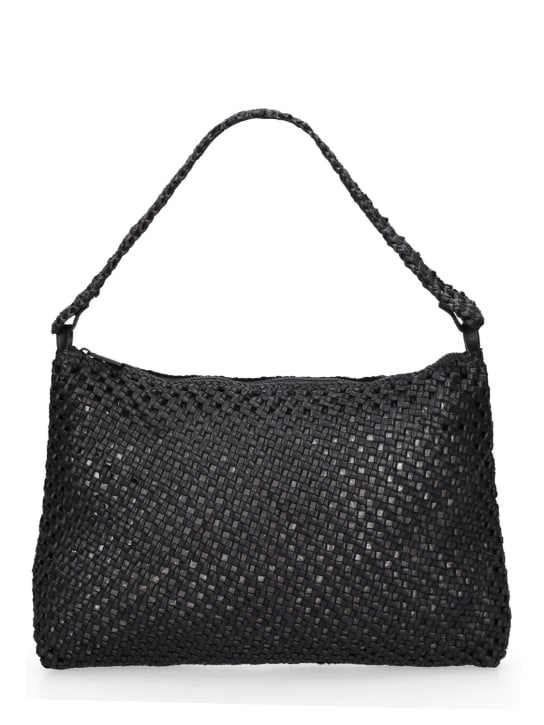 St. Agni: Macramé woven leather shoulder bag - Black - women_0 | Luisa Via Roma
